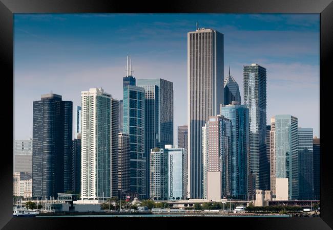 Chicago downtown skyline.  Framed Print by Chris Warham