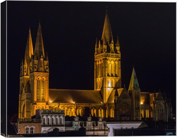 Truro Cathedral by night Canvas Print by Chris Warham