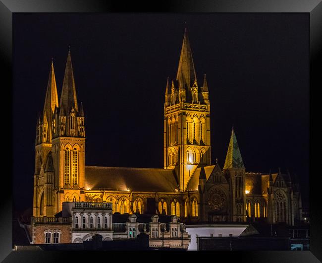 Truro Cathedral by night Framed Print by Chris Warham