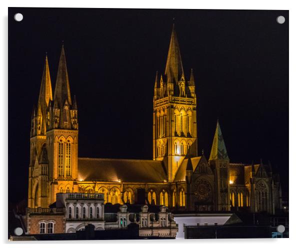 Truro Cathedral by night Acrylic by Chris Warham