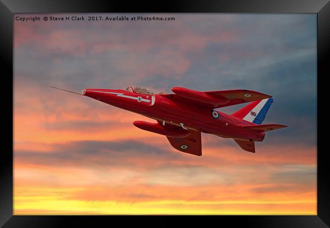 Red Arrows - Folland Gnat XR537 Framed Print by Steve H Clark