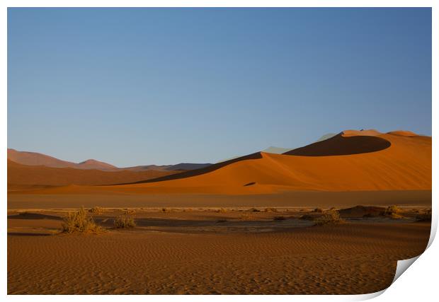 Sand dunes at Sossusvlei, Namibia Print by Hazel Wright
