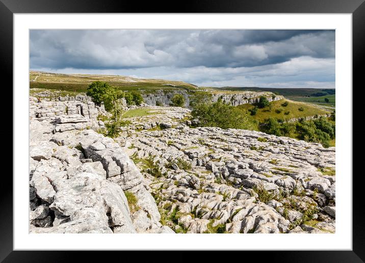 Malham Cove in the Yorkshire Dales National Park Framed Mounted Print by Chris Warham