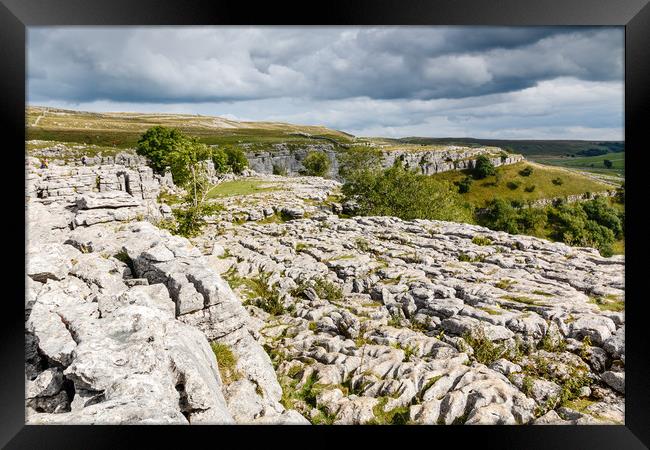 Malham Cove in the Yorkshire Dales National Park Framed Print by Chris Warham