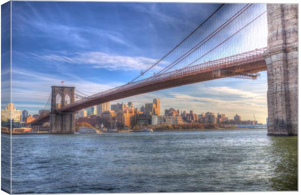 Brooklyn Bridge New York Canvas Print by David Pyatt