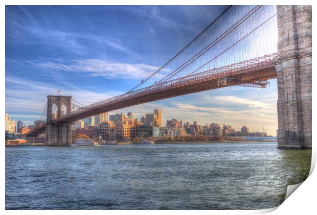 Brooklyn Bridge New York Print by David Pyatt