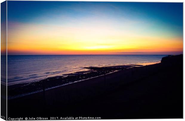 Beautiful Sunrise over cromer Canvas Print by Julie Olbison