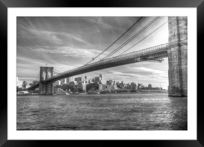 Brooklyn Bridge  Framed Mounted Print by David Pyatt