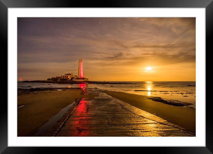 Super Moon at St Marys Framed Mounted Print by Naylor's Photography
