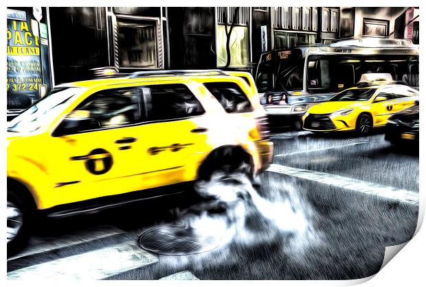 New York Yellow Taxi Art Print by David Pyatt