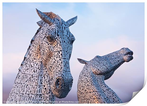 Sunset at the Kelpies Print by Stephen Taylor