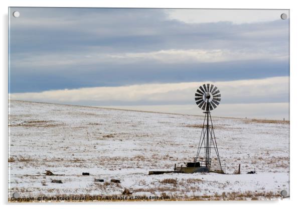 water pump in the snow Wyoming WY USA Acrylic by PhotoStock Israel