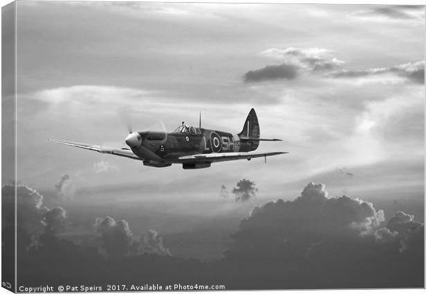 Spitfire - 'and shadows fall' Canvas Print by Pat Speirs