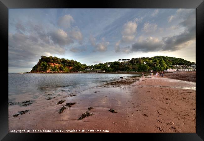 Teignmouth Beach looking towards the Ness Headland Framed Print by Rosie Spooner