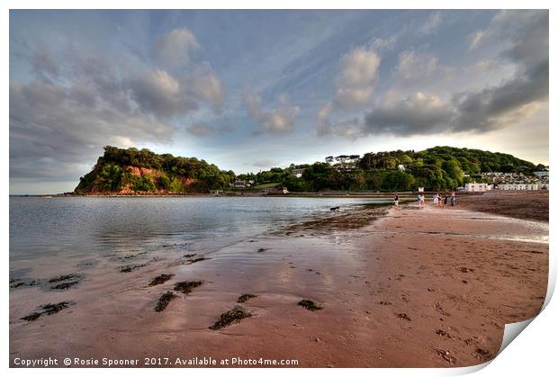 Teignmouth Beach looking towards the Ness Headland Print by Rosie Spooner