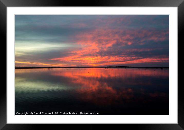 West Kirby Sunset Reflection   Framed Mounted Print by David Chennell