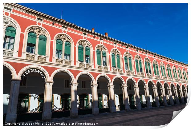 Pretty arches of Trg Republike Print by Jason Wells