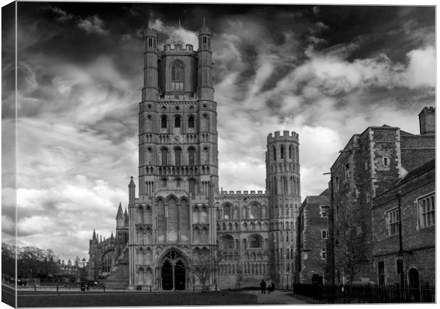 Ely Cathedral in Mono Canvas Print by Kelly Bailey