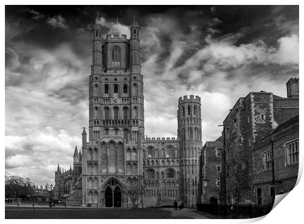 Ely Cathedral in Mono Print by Kelly Bailey