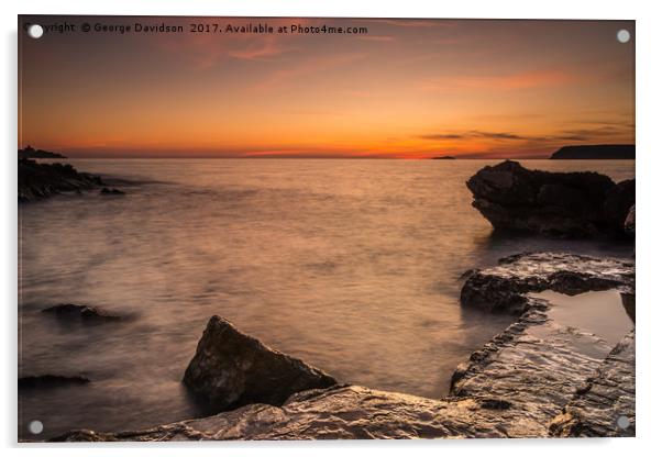 Sunset on Sea Acrylic by George Davidson