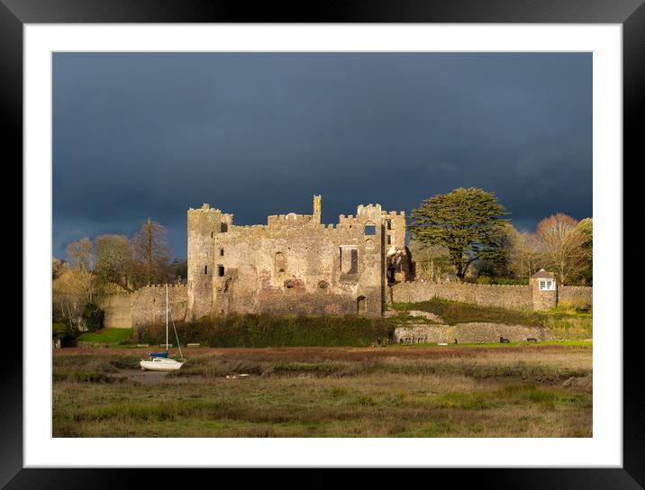 Before the Storm at Laugharne Castle. Framed Mounted Print by Colin Allen