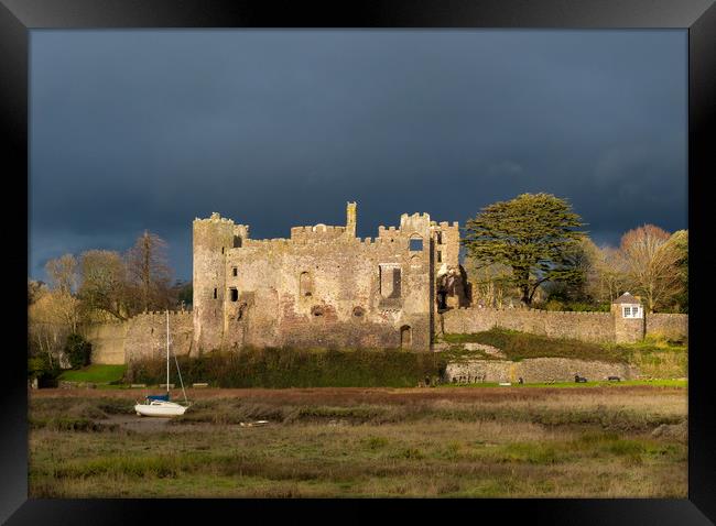 Before the Storm at Laugharne Castle. Framed Print by Colin Allen