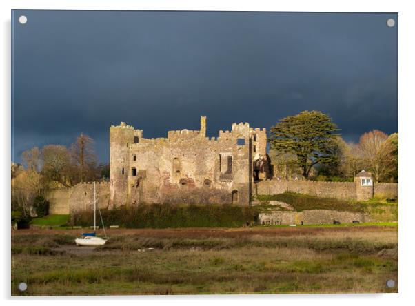 Before the Storm at Laugharne Castle. Acrylic by Colin Allen