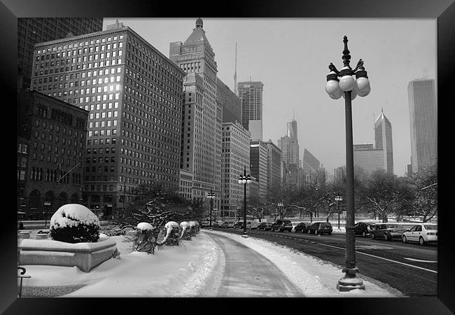 Downtown Winter Framed Print by Neil Gavin