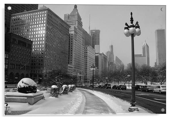 Downtown Winter Acrylic by Neil Gavin