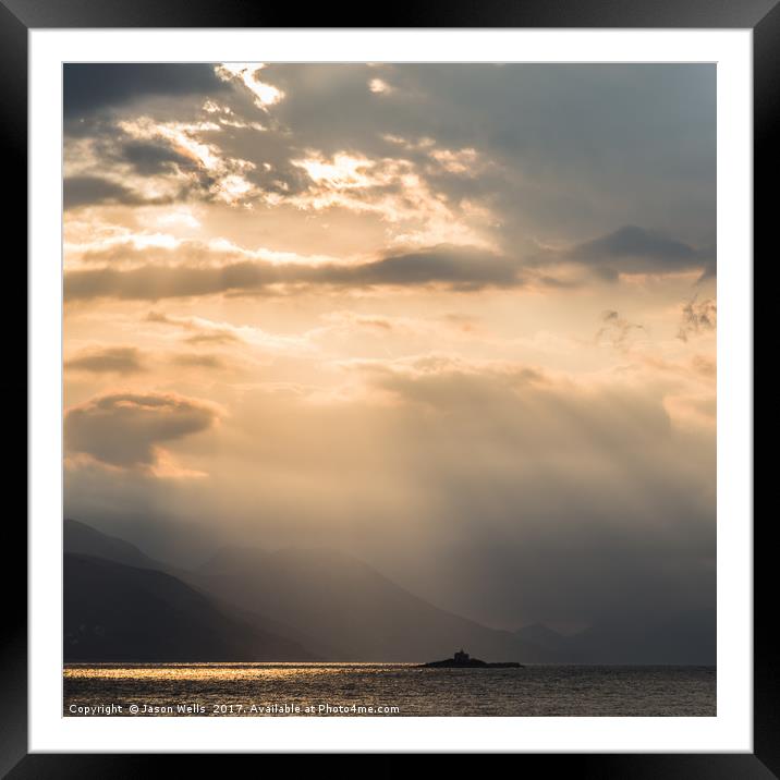 Rays of light over the Peljesac peninsula Framed Mounted Print by Jason Wells