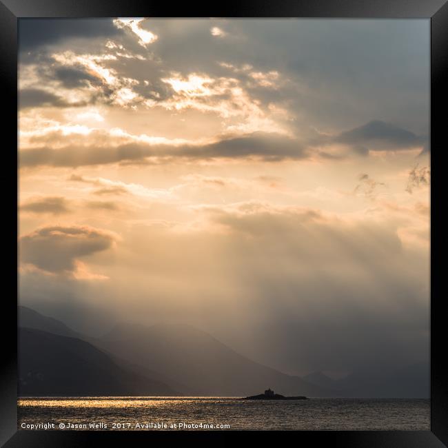 Rays of light over the Peljesac peninsula Framed Print by Jason Wells