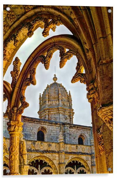 Cloisters stonework, Jeronimos Monastery, Lisbon. Acrylic by Robert Murray