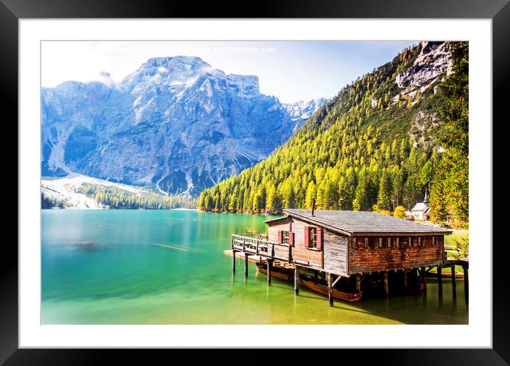 The boathouse at Lago di braies Framed Mounted Print by Sebastien Coell