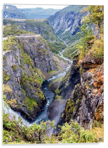 Vøringsfossen waterfalls  Acrylic by Colin Stock