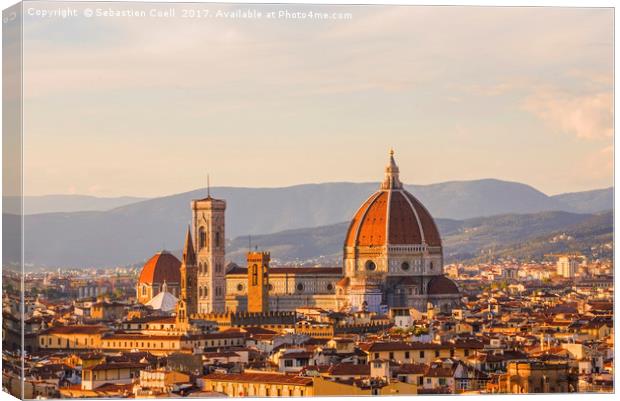 Florence Cathedral during late evening Canvas Print by Sebastien Coell