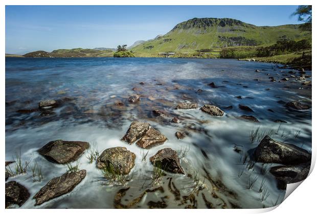 Rocks on the shore of Llynnau Cregennen lake Print by Tom Radford