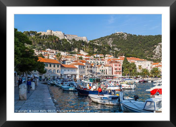 Pretty harbour of Hvar Town Framed Mounted Print by Jason Wells