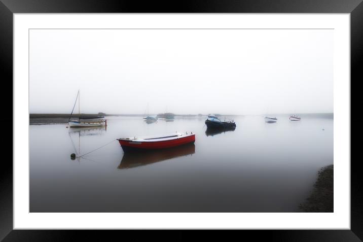 A calm misty morning at the Staithe  Framed Mounted Print by Gary Pearson