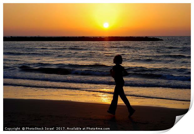 Israel, Tel Aviv, running on the beach Print by PhotoStock Israel