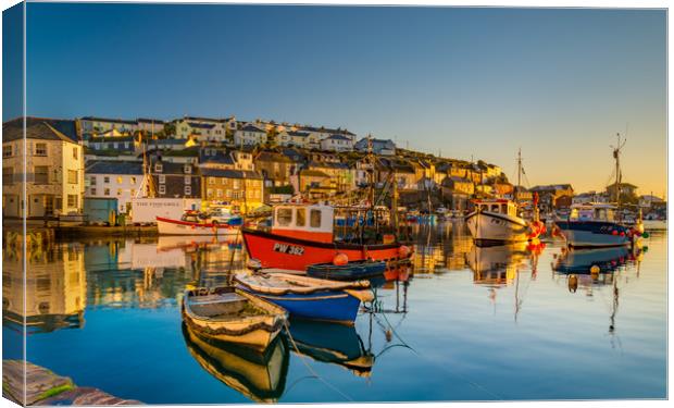 Golden dawn Mevagissey Canvas Print by Michael Brookes