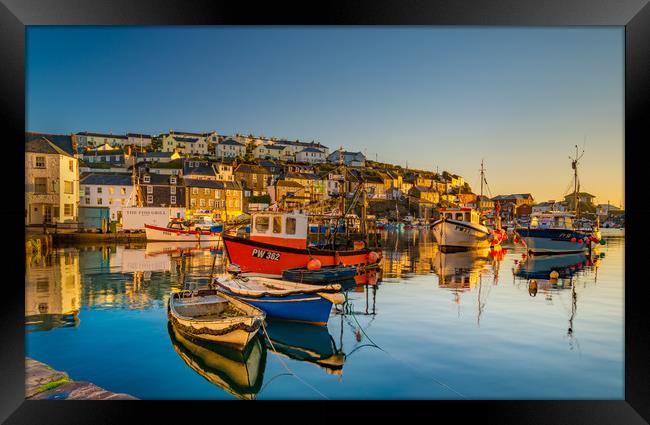 Golden dawn Mevagissey Framed Print by Michael Brookes