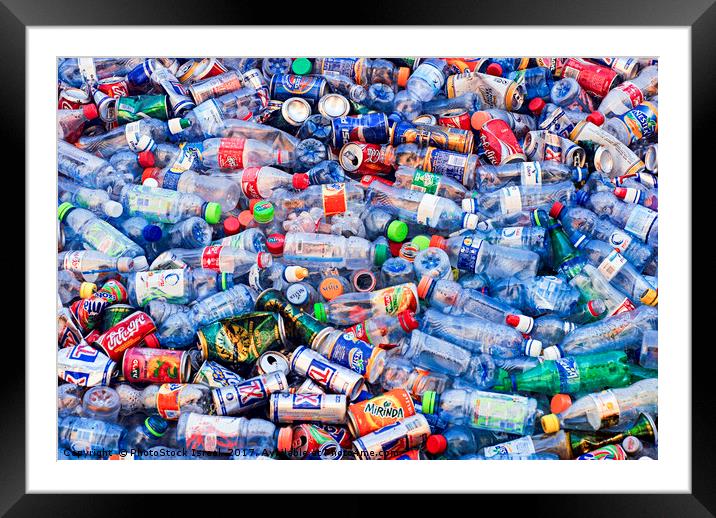 Plastic bottle recycling bin Framed Mounted Print by PhotoStock Israel