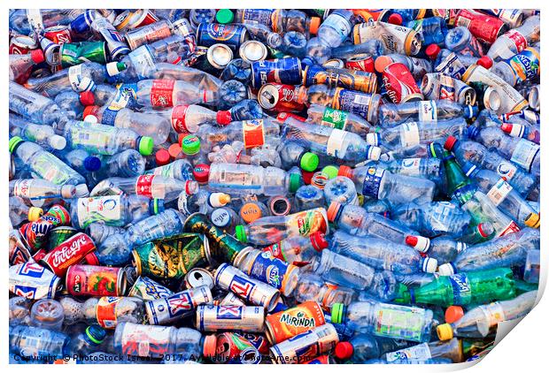 Plastic bottle recycling bin Print by PhotoStock Israel