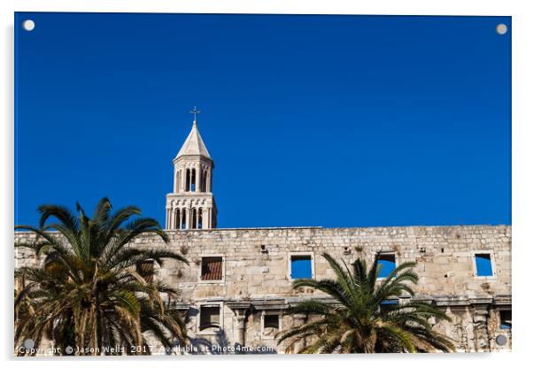 Diocletian's Palace standing above the palm trees  Acrylic by Jason Wells