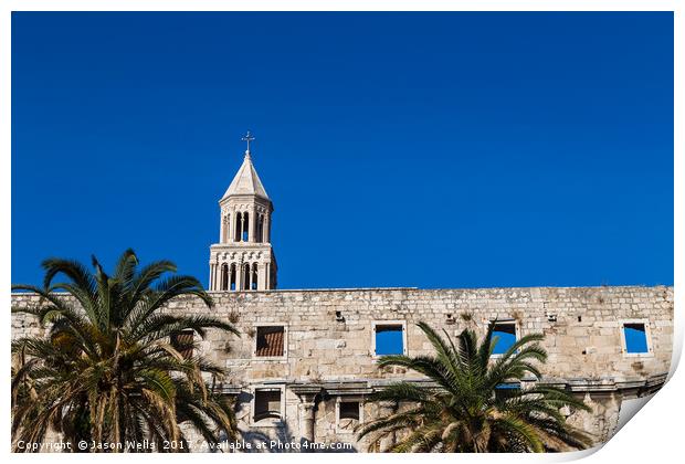 Diocletian's Palace standing above the palm trees  Print by Jason Wells