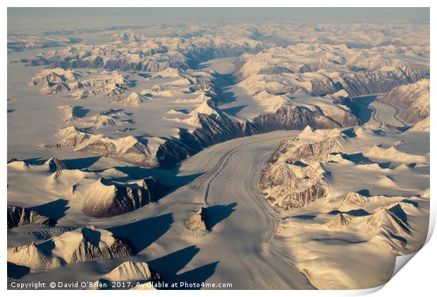 Flying over Greenland Print by David O'Brien