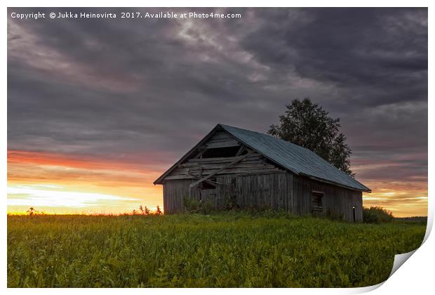 Lonely Barn House On The Fields Print by Jukka Heinovirta