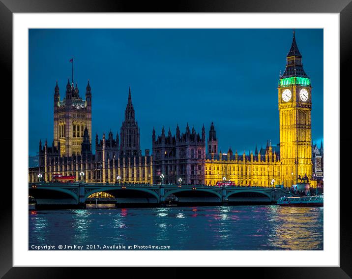 Westminster at Night Framed Mounted Print by Jim Key