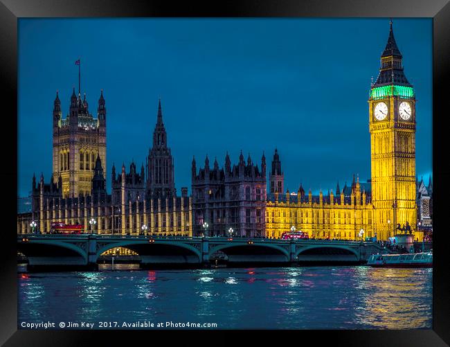 Westminster at Night Framed Print by Jim Key