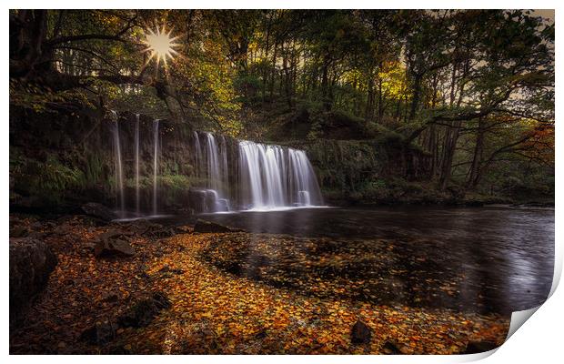 Sgwd Ddwli Uchaf waterfalls South Wales Print by Leighton Collins